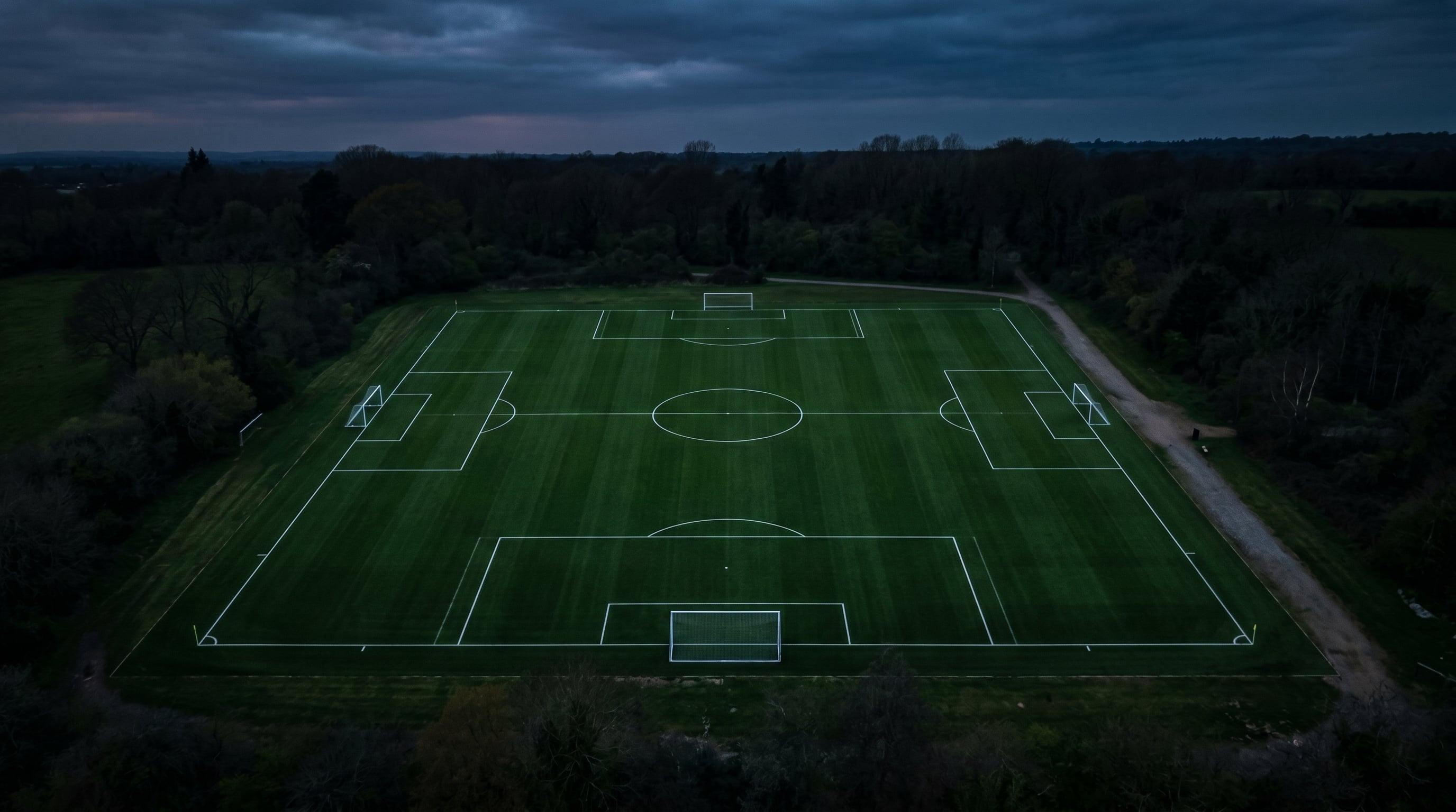 Football stadium at night with dramatic lighting